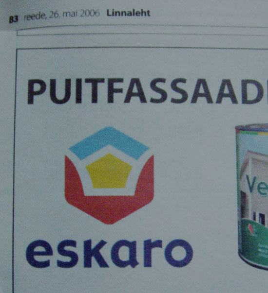 Kuusnurka sisaldav logo firma reklaamist Linnalehes. Foto Virgo Kruve