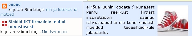 Üks rahaks tehtud rahvuspapusid reklaamiv tänane postitus blog.tr.ee lehel