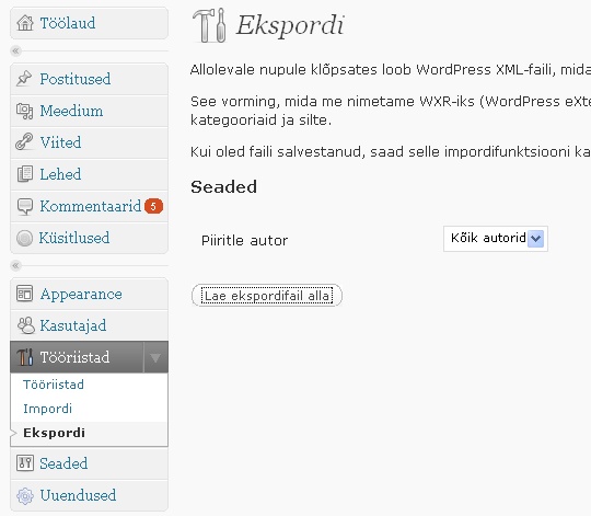 0808742-blogi-koopia-tegemine-wordpress_eksport Wordpress blogi eksport