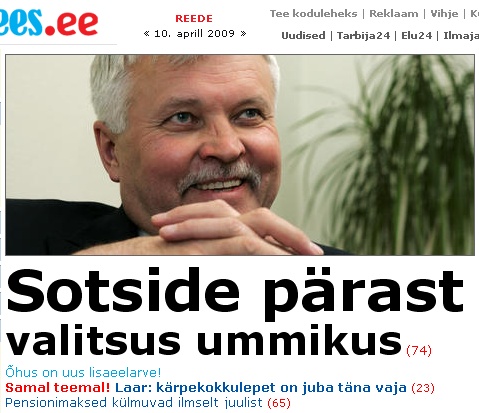 967-sotsid-pihl-valitsuse-laiali-ajamine Reformi leht teeb sotsid kriisi süüdlasteks.