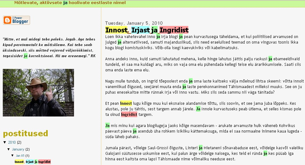 raul kalev arvamus innost irjast ja ingridist mille ta kustutas