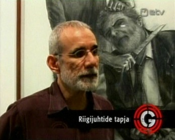 0808012 100101 0035 ringvaade lisa 3500 riigijuhtide tapja kunst4 autor Poliitikuid kunstiliste joonistustetega tappev mees. Tema taga on näha vist Brasiilia presidendi Lula da Silva kaela nüsimist noaga.