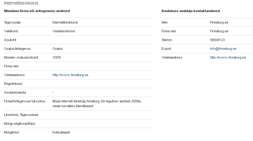 firmaturg.ee otsib investorit: http://www.firmaturg.ee/?post:item,703